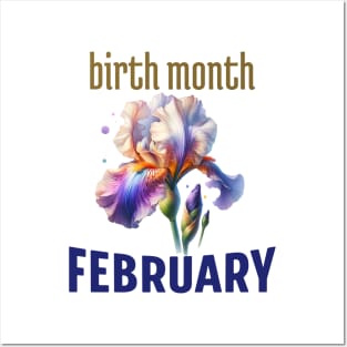 February Birth Month Flower Iris Posters and Art